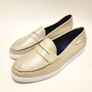 Cole Haan Grand OS Nantucket Moc-Toe Penny Loafers Size 12 Muted Gold